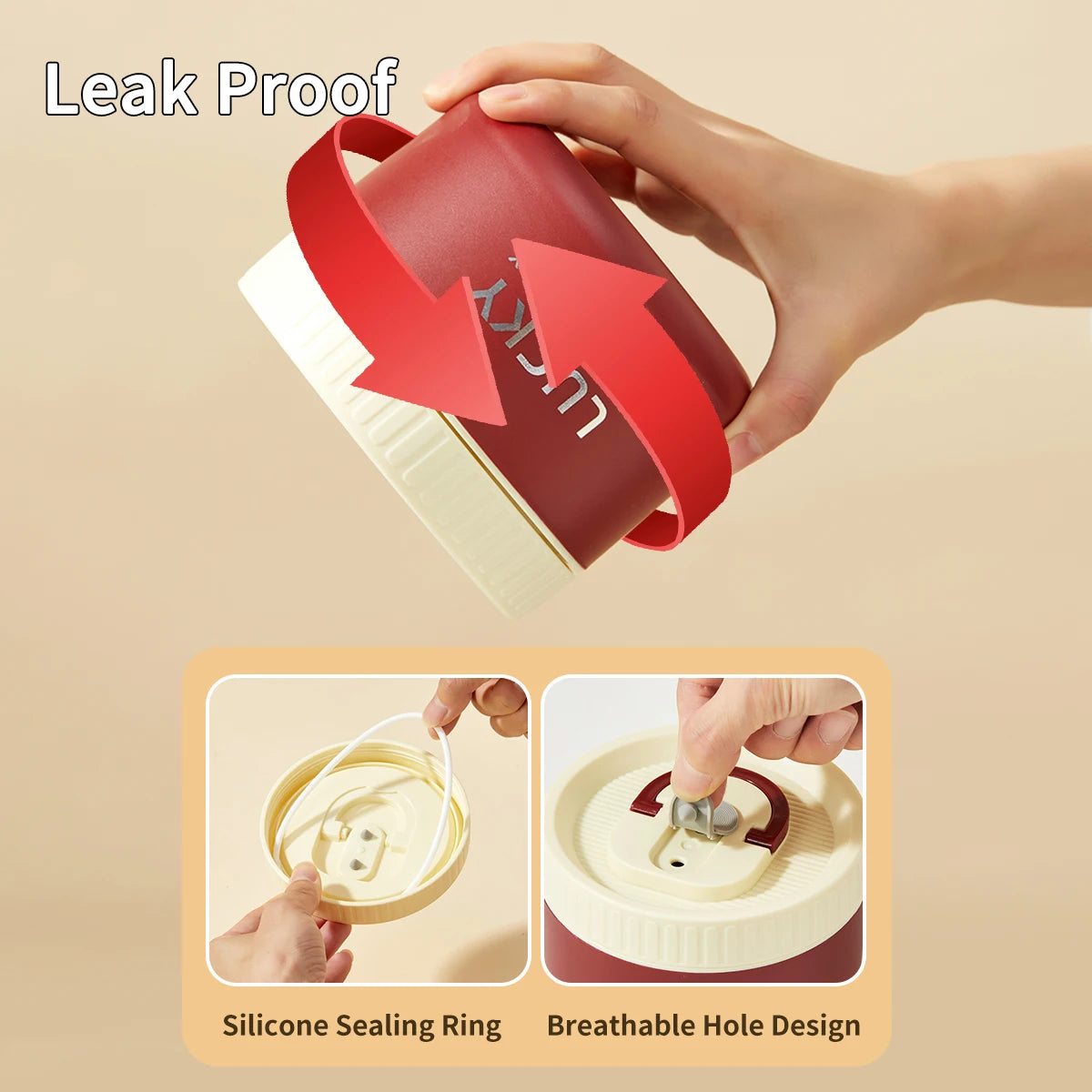 WORTHBUY Sealed Lunch Box 304 Stainless Steel Insulated Bento Box Portable Leak Proof Thermal Food Container Microwave Soup Jar