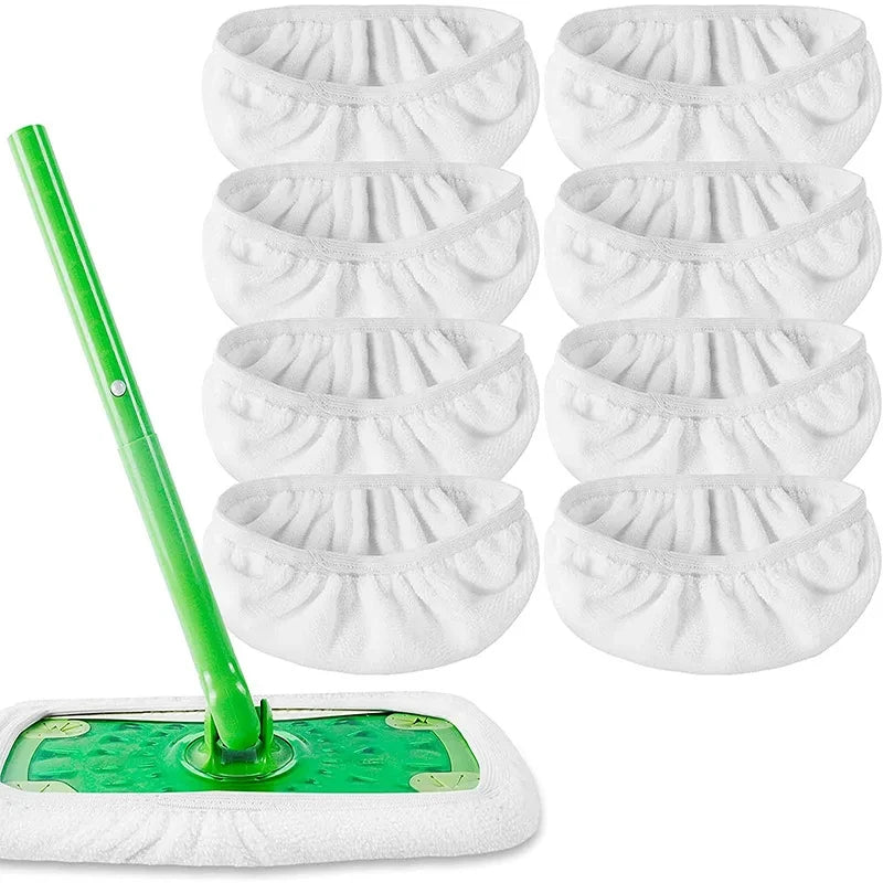 Panno di ricambio per mocio piatto con elastico rinforzato, in pile corallo/microfibra/ciniglia, panno rotante per la pulizia del bagno