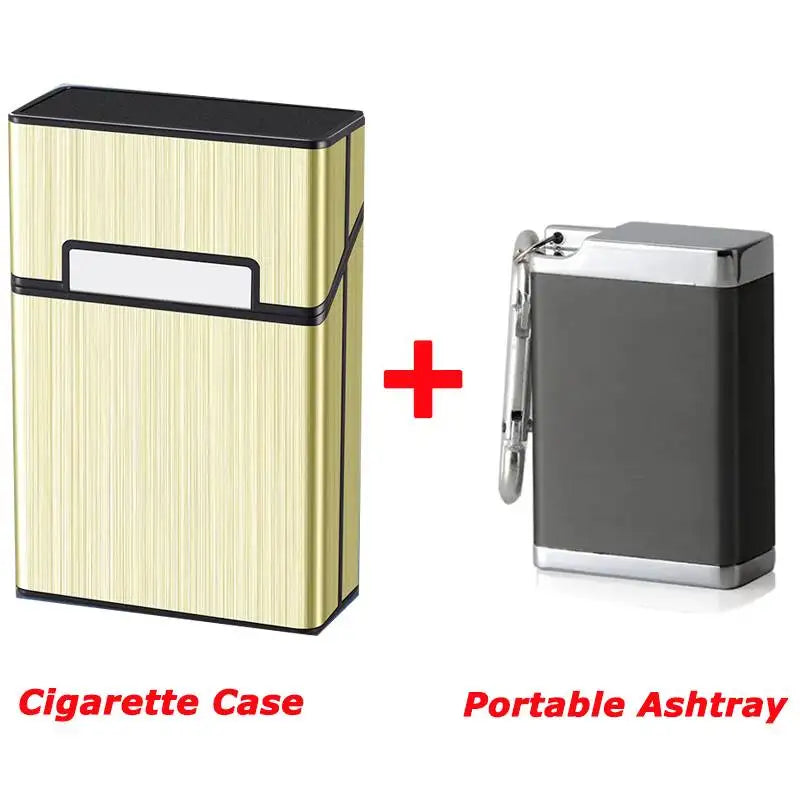 Portable Cigarette Case Metal Smoking Cigarette Box 20pcs Capacity Tobacco Holder Cigarettes Pack Cover Storage Box Men's Gadget