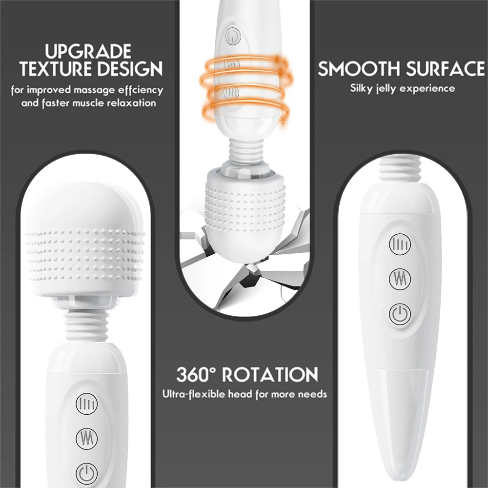 Electric Massager Stick 8 Intensity Levels 20 Vibration Modes Suitable for Neck foot head back Health Massage Gun Portable