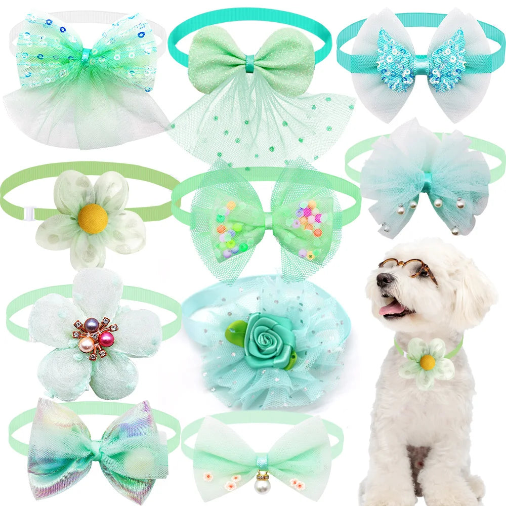 50PS Small Dog Cat Bowtie Cute Bulk Lace Pet Dog  Bowties Collar For Dogs  Grooming Accessories Pet Supplies For Small Dogs