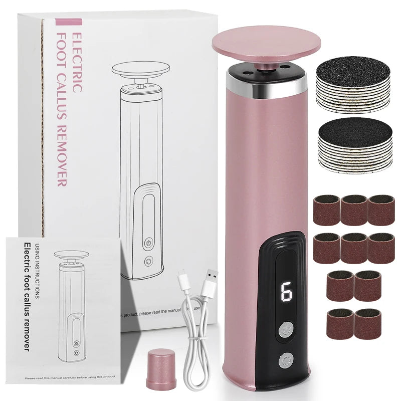 Electric Foot Callus Remover 2 In 1 Nail Foot File Pedicure Tool Rechargeable Wireless Powerful Foot Scrubber Dead Skin Remover