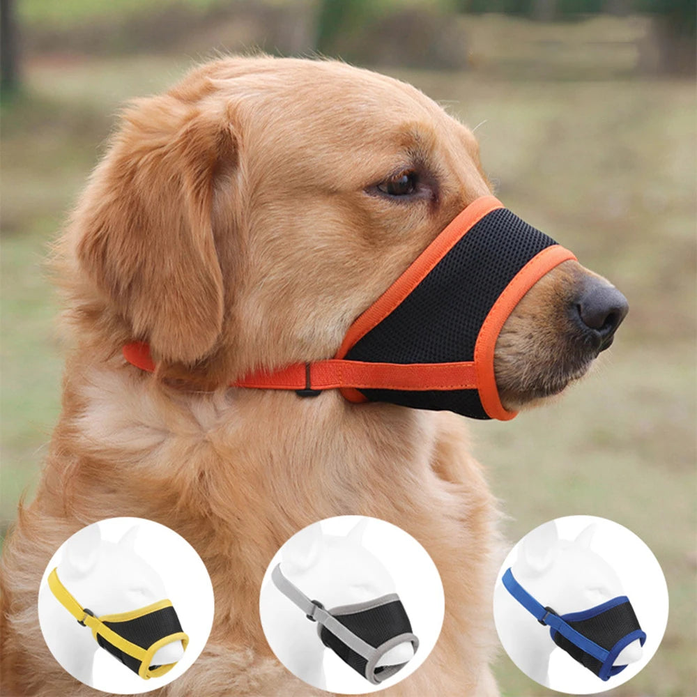 Dog Muzzle Anti-Barking Pet Adjustable Anti-Bite Puppy Breathable Soft Dog Mouth Cover Elastic Strap Pet Supplies Basket Muzzle