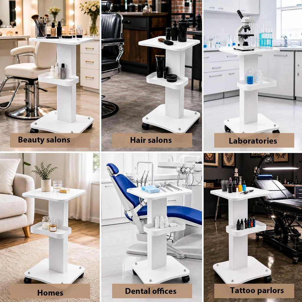 Beauty Salon Trolley Stand 3 Tier Salon Trolley White Beauty Machine Stand 360° Silent Wheels Easy Moving For Facial Beauty Clinic Esthetician Working Cart