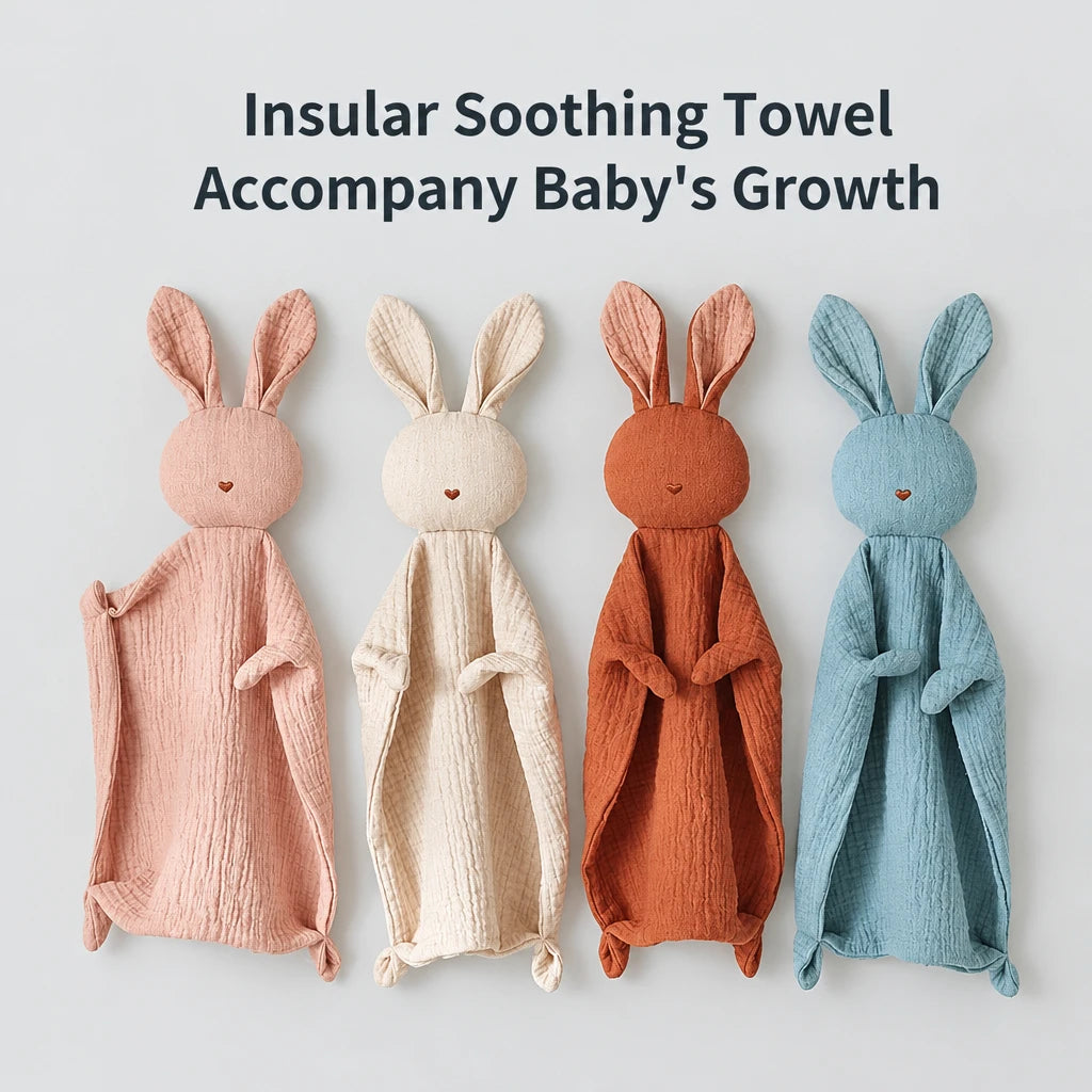 Baby Soothing Towel 100% Cotton Infant Animal Cartoon Handkerchief Rabbit Type Kids Sleep-help Toy Gauze Appease Sleep Aid Doll