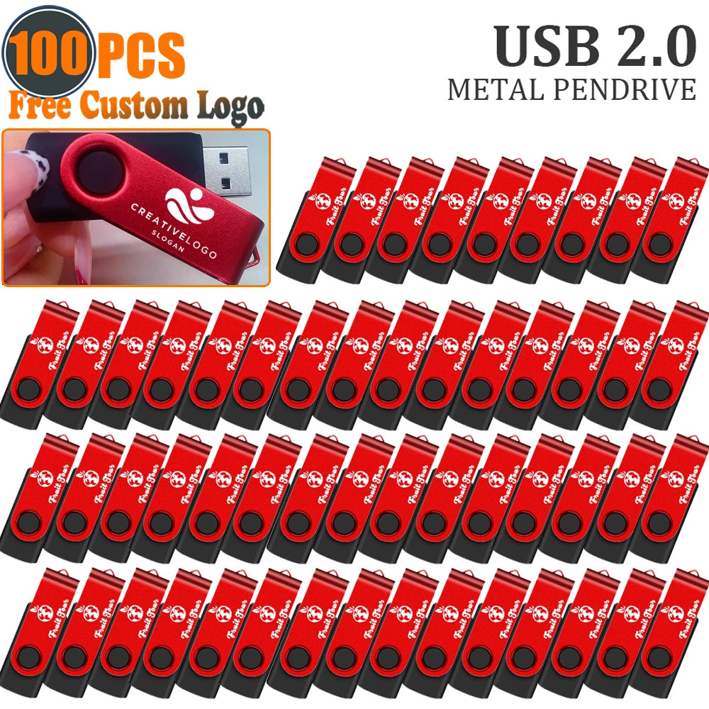 Free Custom 100PCS USB Flash Drive 128mb 4GB 8GB 16G Metal Pendrive 32GB 64GB Photography Studio Gift 128GB Venue Gift Pen Drive