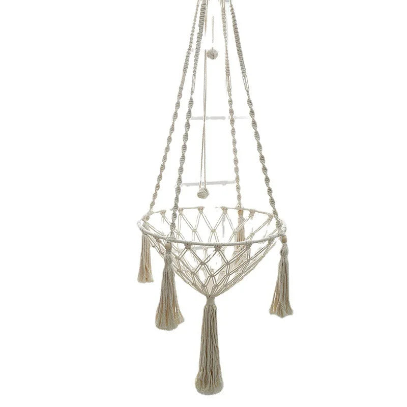 Winter Pet Hammock Cat Swing Hand-Woven Cotton Rope Cat Hanging Basket Kitten Hanging String Den Indoor Hanging Nest Pet Supplies