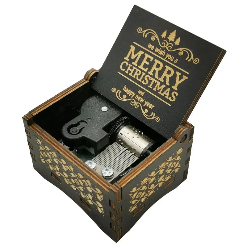 《We Wish You A Merry Christmas》Wooden 18-tone Music Box Desktop Decorative Ornaments New Year's Party Gift For Friends ﻿