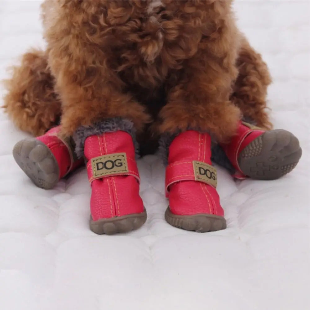 Dog Boots Warm Pet Snow Boots Waterproof Non Slip Winter Pet Dog Shoes /PU Soft Dog Rainshoes for 4Pcs/Set Cats