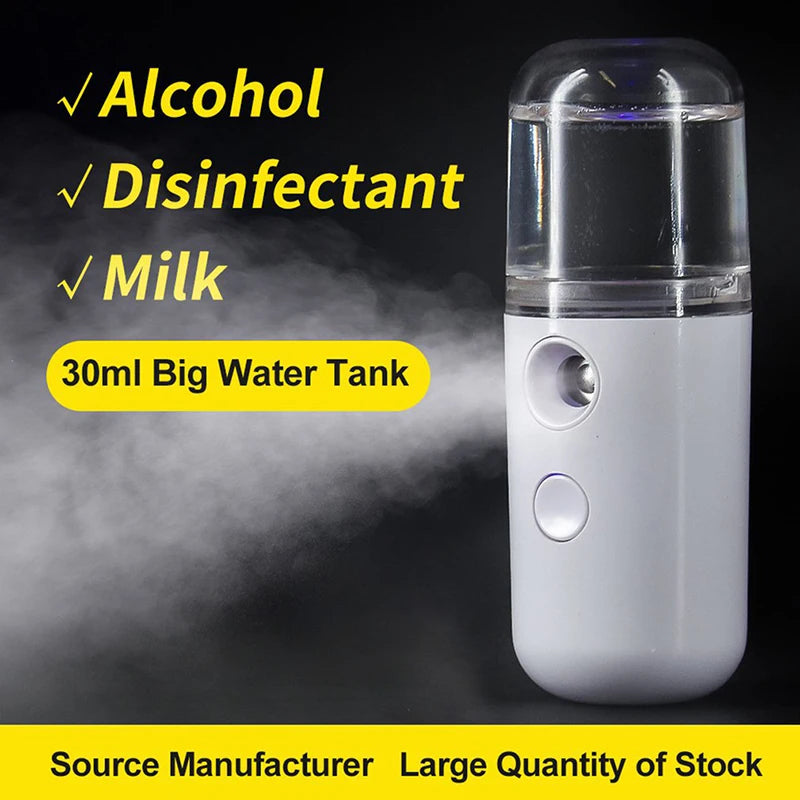 USB-Charging Mist Facial Sprayer Portable 30ml Mini Face Humidifier Beauty Skin Care Tools Nebulizer Face Moisturizing Sprayer