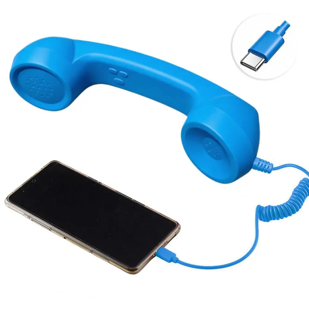 Retro Telephone Receiver Type-C 3.5mm Microphone Handset Directly Plug Into Mobile Phone Handset For Mobile Phones
