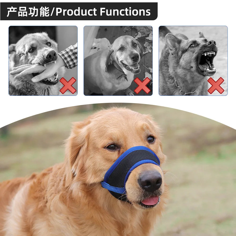 Dog Muzzle Anti-Barking Pet Adjustable Anti-Bite Puppy Breathable Soft Dog Mouth Cover Elastic Strap Pet Supplies Basket Muzzle