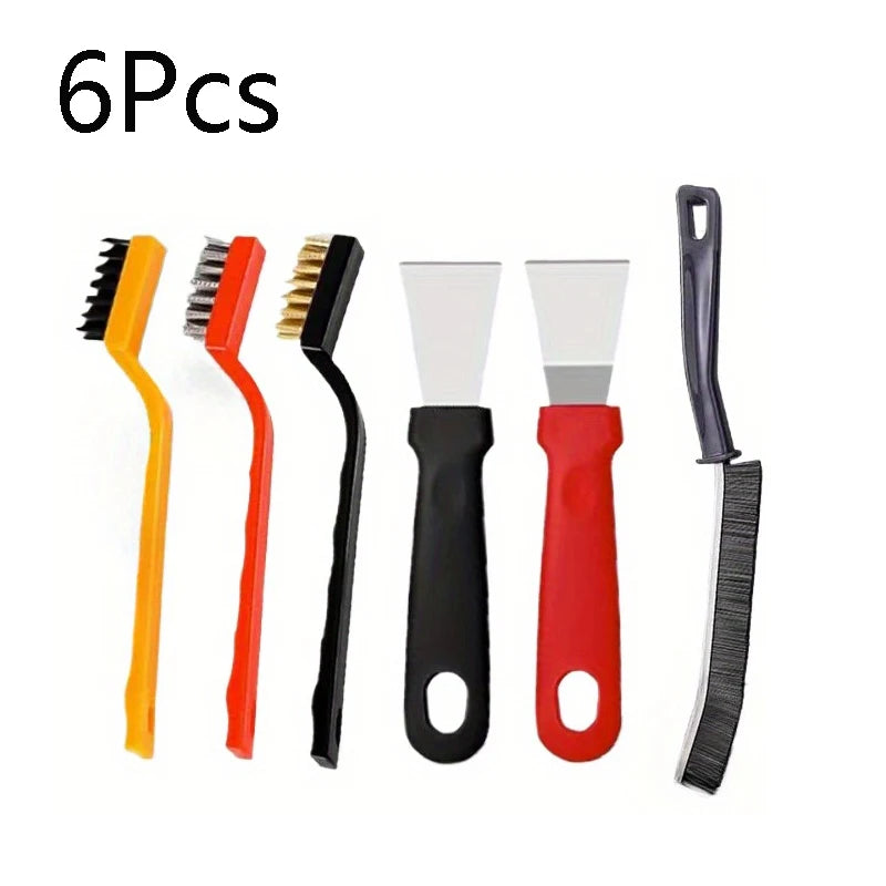 5/6/7pcs Cleaning Tool Set Multi-Surface Durable Brush Scraper for Gas Stove Range Hood Grime Removal Tools Home Outdoor Cleaner