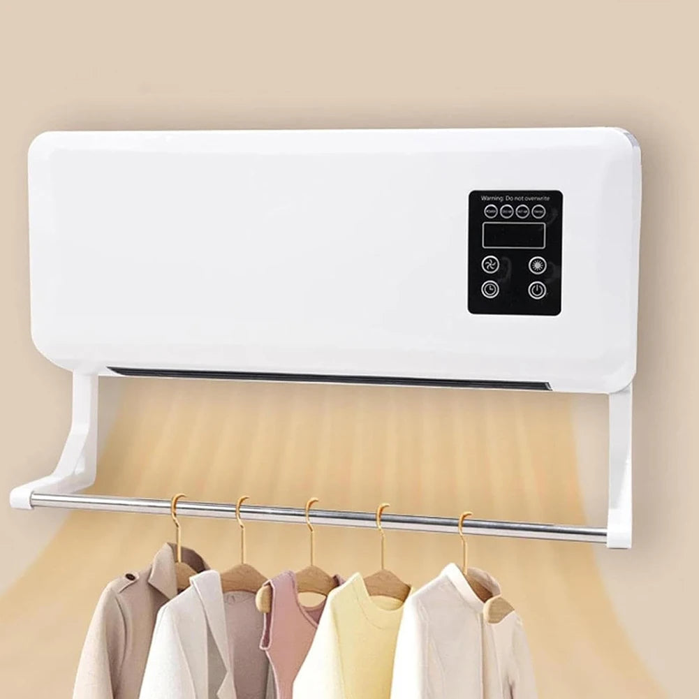 1500W Wall-mounted Electric Indoor Heater with Remote Control, 2 in 1 Mini Warmer / Ventilation Fan For Bedroom Bathroom Kitchen