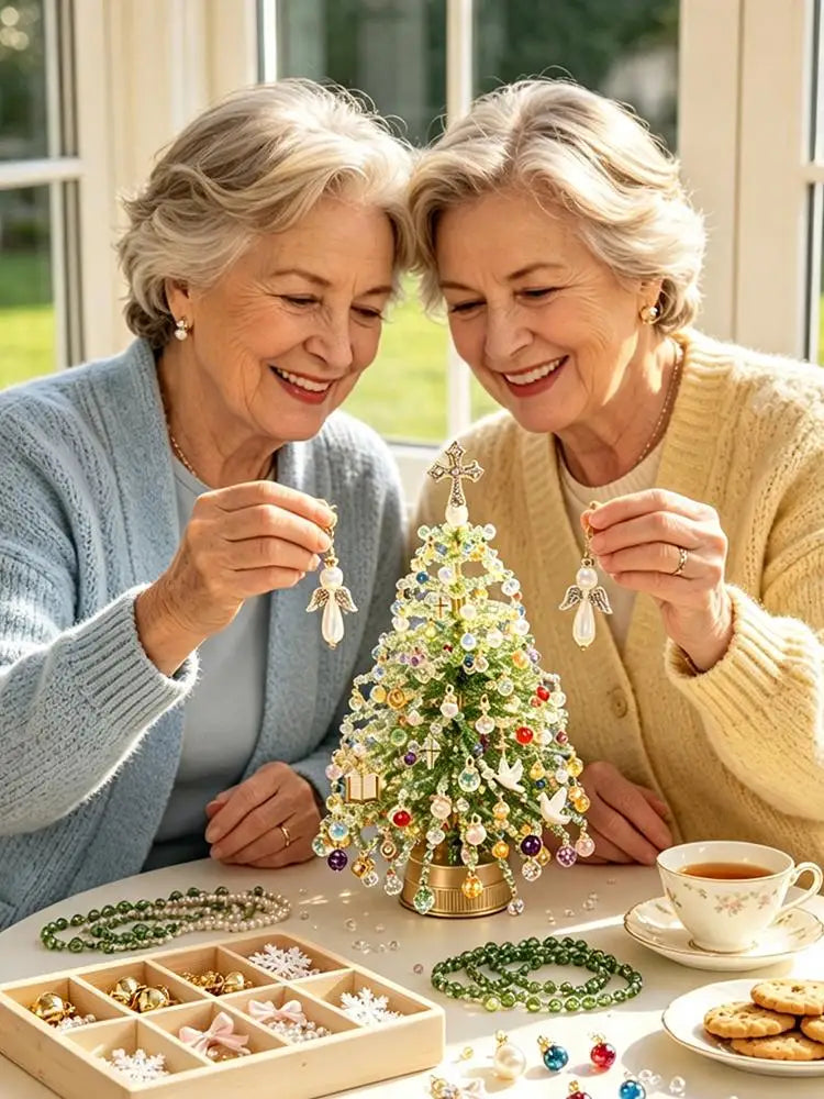 DIY Beaded Christmas Tree Kit Handmade Creative DIY Beading Project Set 3D Crystal Bead Holiday Craft Set for Women Men Home