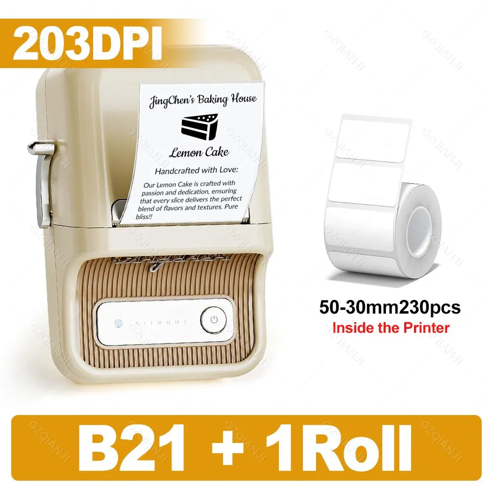 Niimbot 200dpiB21 300dpi B21PRO Label Maker Tag Price Portable Thermal Label Printer with White Photo Labels for Bakery/Business