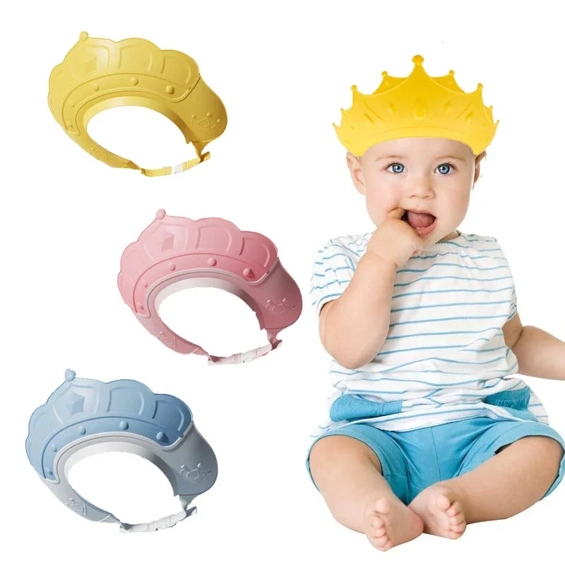 Baby Bath Cap Infant Ear Protection Kids Shampoo Shield Bath Head Cover Baby Shower Cap Adjustable Hair Wash Hat