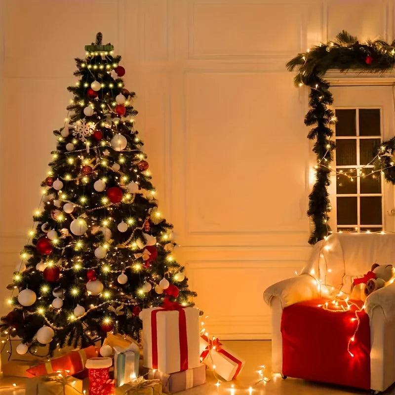 Christmas Tree Waterfall Lights-400/320High-Brightness LEDsUSB&Remote Control,8Lighting Modes Indoor/Outdoor Christmas TreeDeco