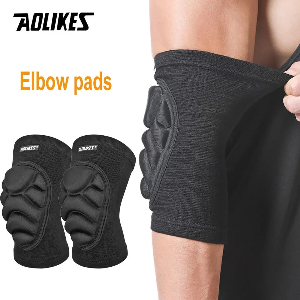 AOLIKES 1Pair Knee Elbow Pads, Thick Sponge Collisioned Kneepads for Work, Basketball Wrestling Football Volleyball Cycling