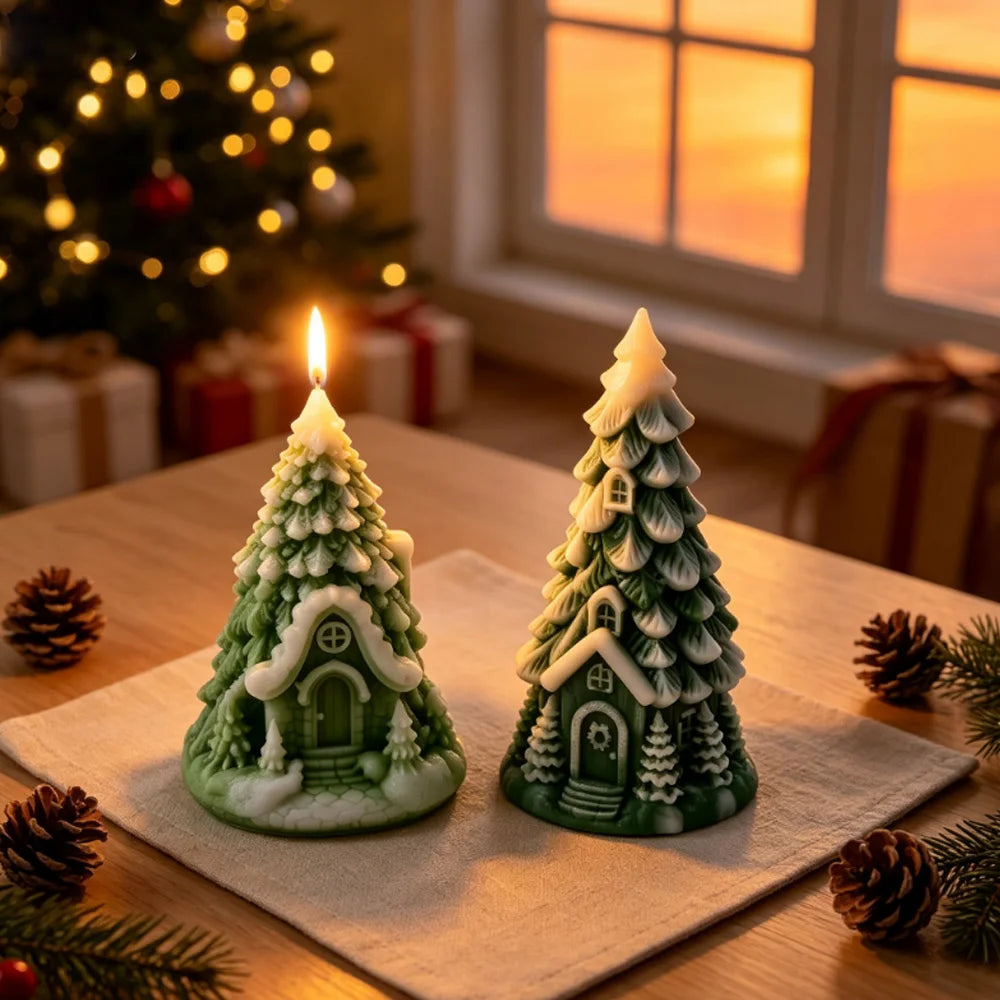 Christmas Tree House Epoxy Resin Casting Silicone Mould Aromatherapy Gypsum Candle DIY Home Decoration Mold