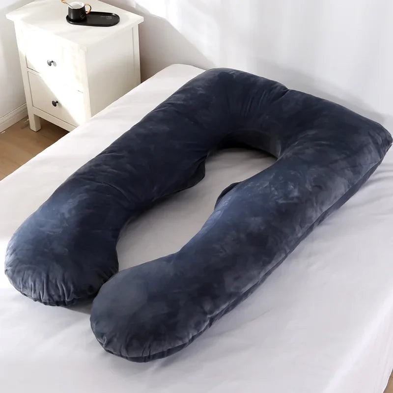 140x70cm 3000g 6.6lb Soft Pregnant Pillow U Type Lumbar Pillow Multi Function Side Protect Cushion for Pregnancy Women Velvet