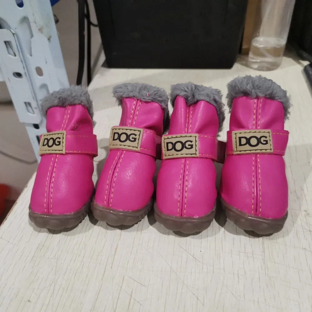 Dog Boots Warm Pet Snow Boots Waterproof Non-Slip Winter Pet Dog Shoes / PU Soft Dog Rainshoes for 4 Pcs/Set Cats