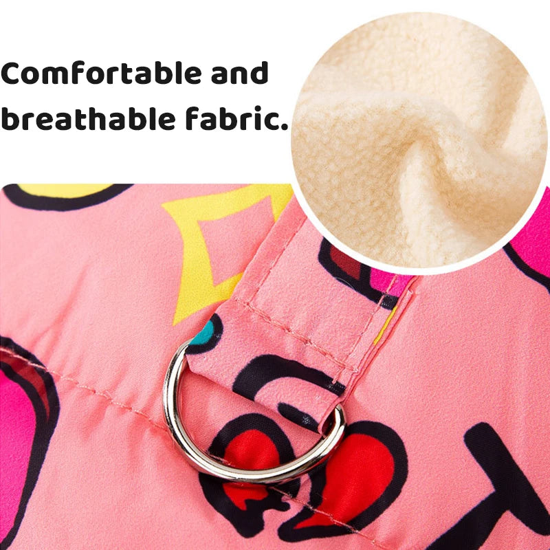 Luxury Pet Dog Vest Coat Lovely Cartoon Print Jacket French Bulldog Chihuahua Warm Vest Puppy Outfit Coat Winter Pet Costume