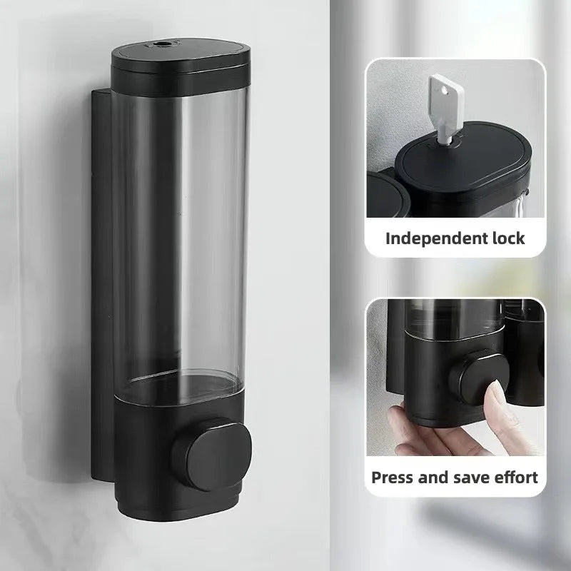 Liquid Soap Dispenser Three-Head  Shower and Lotion Dispenser Waterproof Shampoo Gel Container Wall Mount with Clear Window