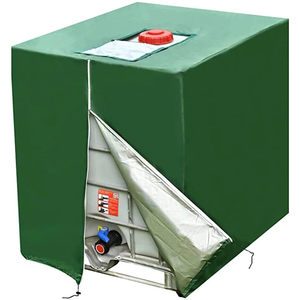 1000L IBC Water Tank Cover Tarpaulin Waterproof UV Resistant Tarpaulin with Zipper for IBC Rain Tank Cover Dustproof
