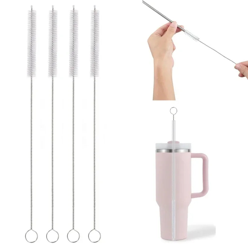 5/10pcs 6mm Drinking Straw Cleaning Brushes Stainless Steel Soft Bristle Glass Tube Cleaner Reusable Straw Bottle Cleaning Tools