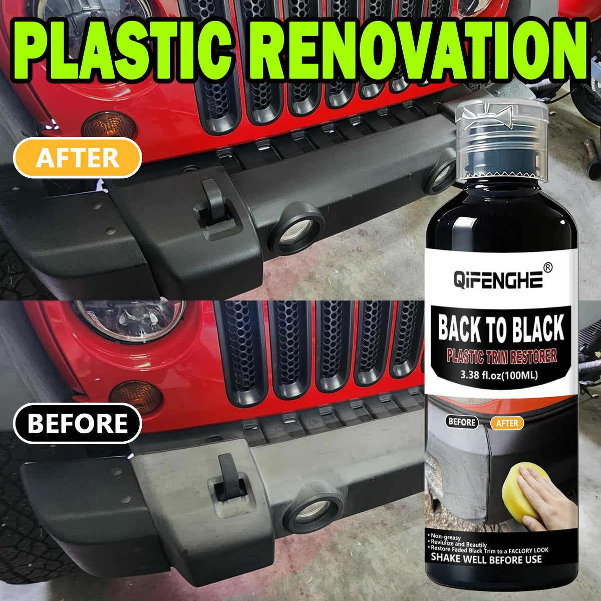 Black Trim Restorer - Lasts 6+ Months, Dye Infused Waterproof Plastic Restorer for Cars - Perfect for Faded Bumpers, Trim & Vinyl