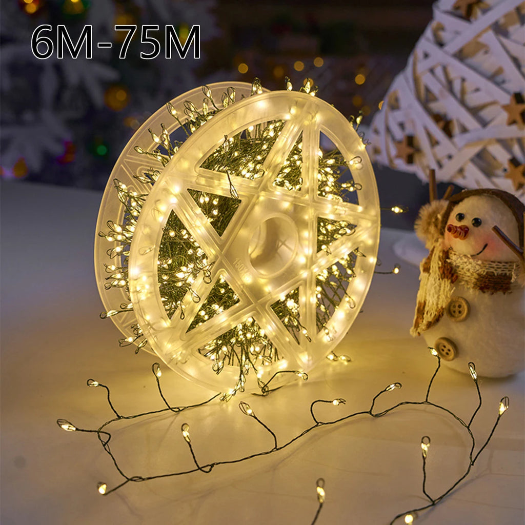 30M-100M Firecracker String Lights Christmas Garland LED Cluster Fairy Light For New Year Christmas Tree Wedding Garden Party Decoration