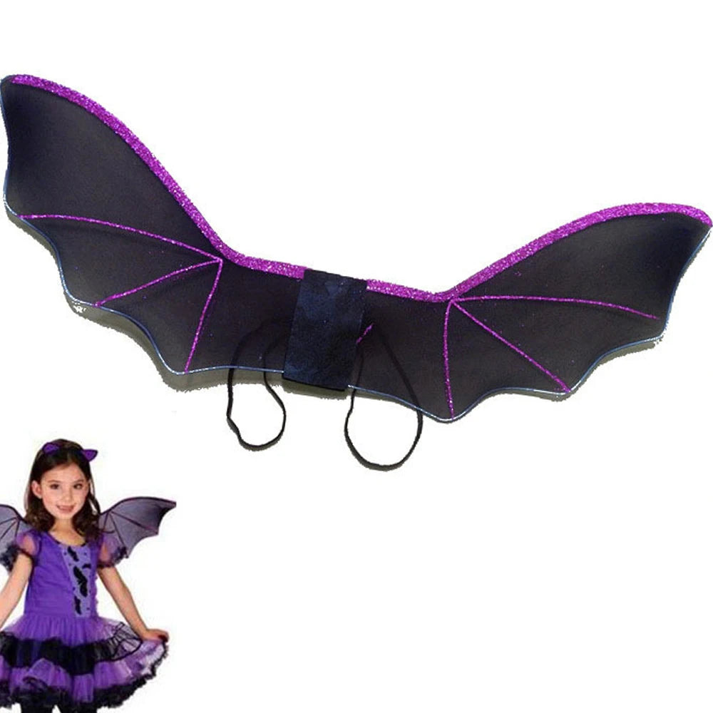 Halloween Witch Costume Girls Vampire Kids Clothes Animal Cosplay Dress With Wing Headwear Witch Role Play Clothes
