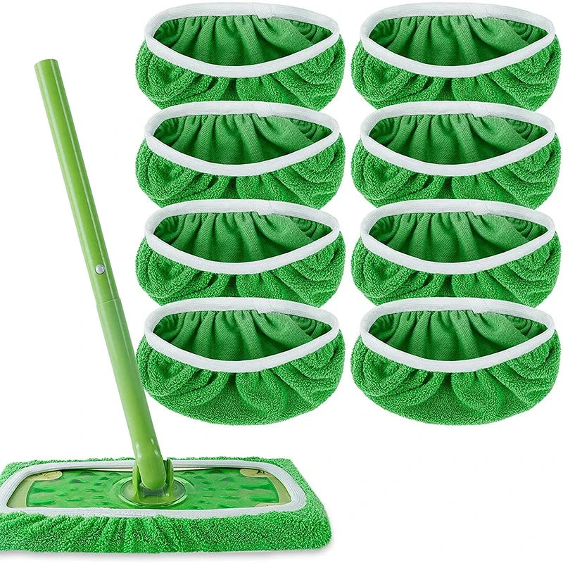 Panno di ricambio per mocio piatto con elastico rinforzato, in pile corallo/microfibra/ciniglia, panno rotante per la pulizia del bagno