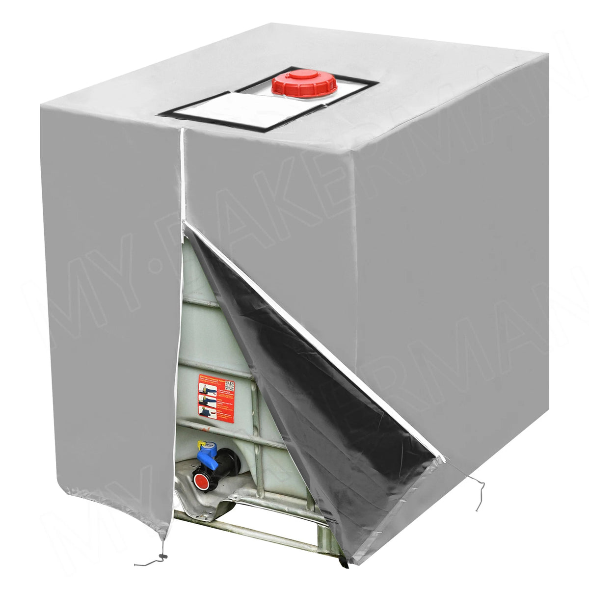 1000L IBC Water Tank Cover Tarpaulin Waterproof UV Resistant Tarpaulin with Zipper for IBC Rain Tank Cover Dustproof