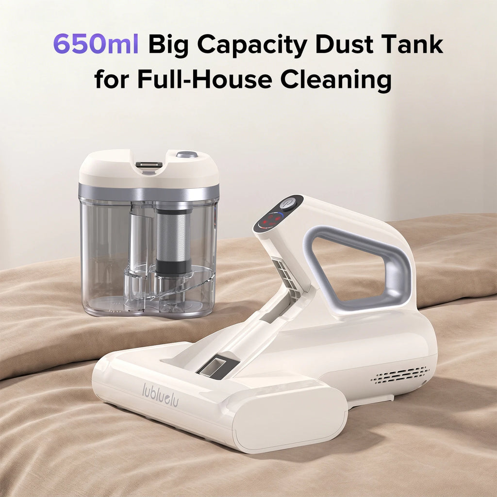 Lubluelu CM210 Wireless Vacuum Mite Removal Machine Handheld Bed Mattress Vacuum Cleaner with 15Kpa Suction UV-C Light Deep Robot Mites Cleaning