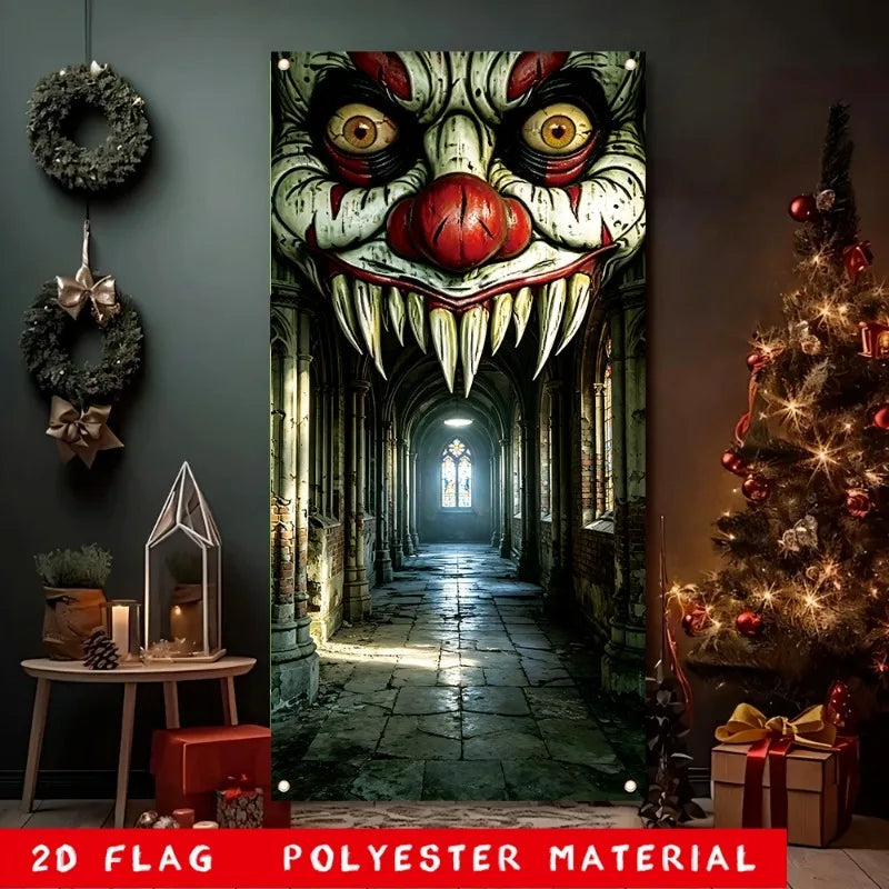 Halloween Decorations Door Banner SpookyZombie Theme Wall Decor Indoor Outdoor Haunted House Themed Party Decoration