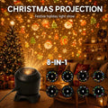 LED Christmas HD Projector USB Powered 8 Patterns 360° Rotating Dynamic Projector Night Light for Bedroom Holiday Party Decor