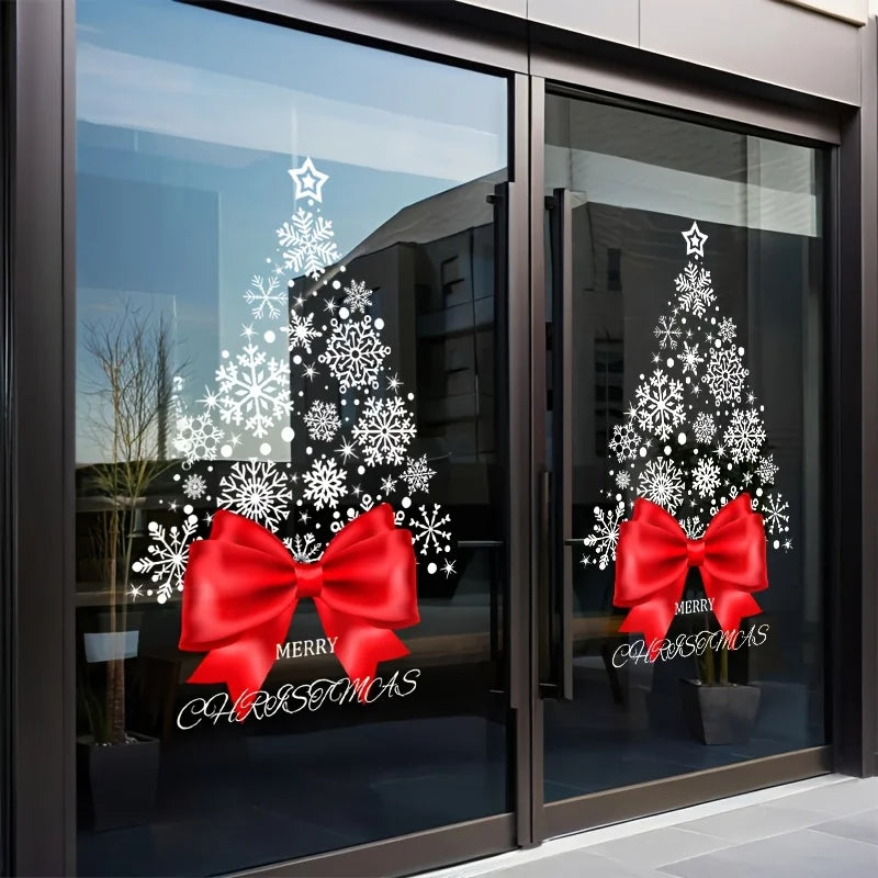Christmas Stickers Merry Christmas Tree Stickers Are Static and Adhesive Free, Easy to Tear Off and Leave No Residue