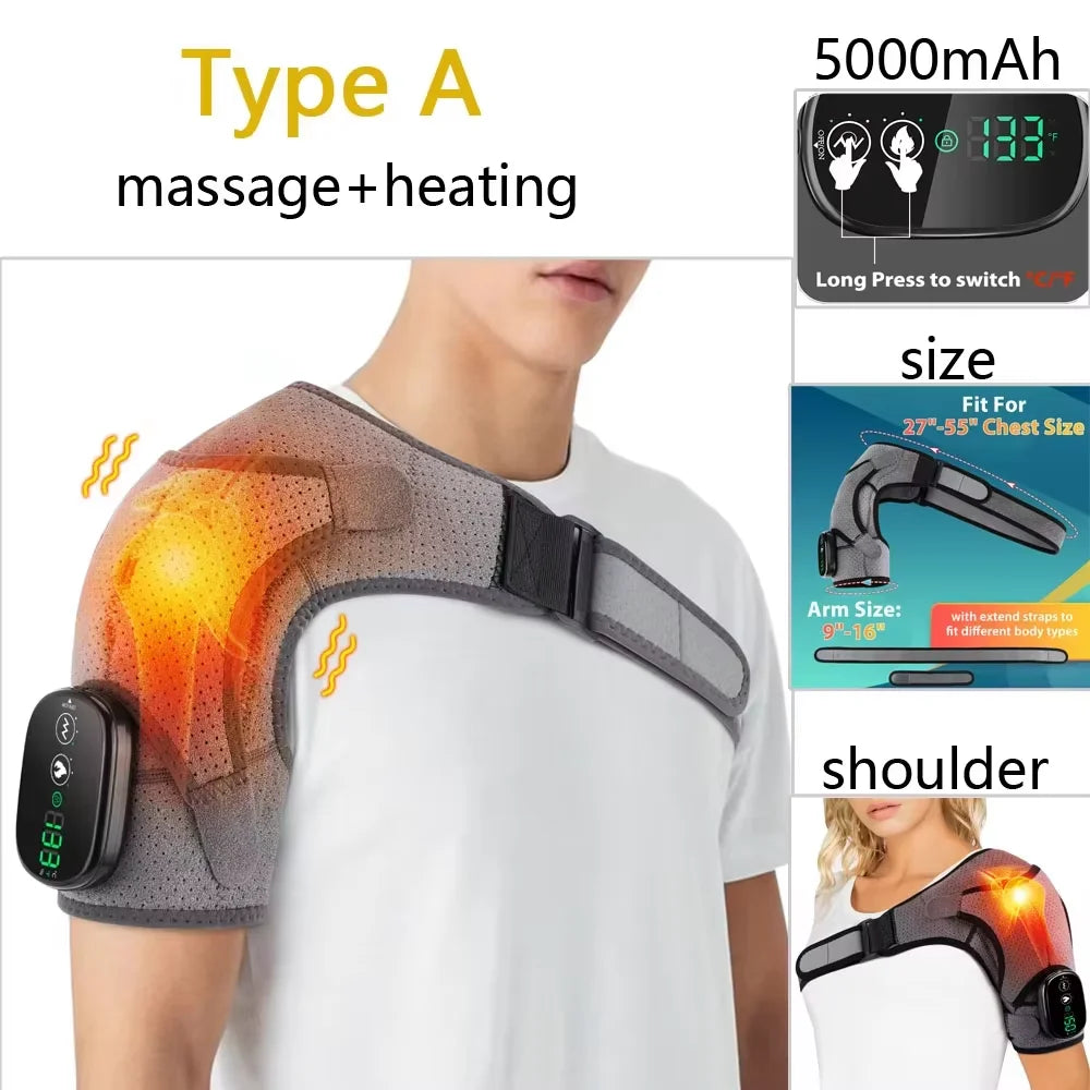 Electric Shoulder Heating Pad 3-Speed Vibration Muscle Relax Belt Thermal Massager Shoulder Neck Health Care Support Brace