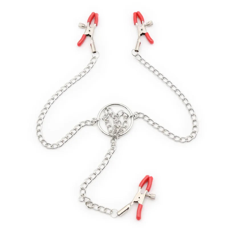 Three-Headed Nipple Clitoris Clamp BDSM Bondage Adult Games Clip Metal Clitoris Stimulator Body Massage Fetish Toys for Couples
