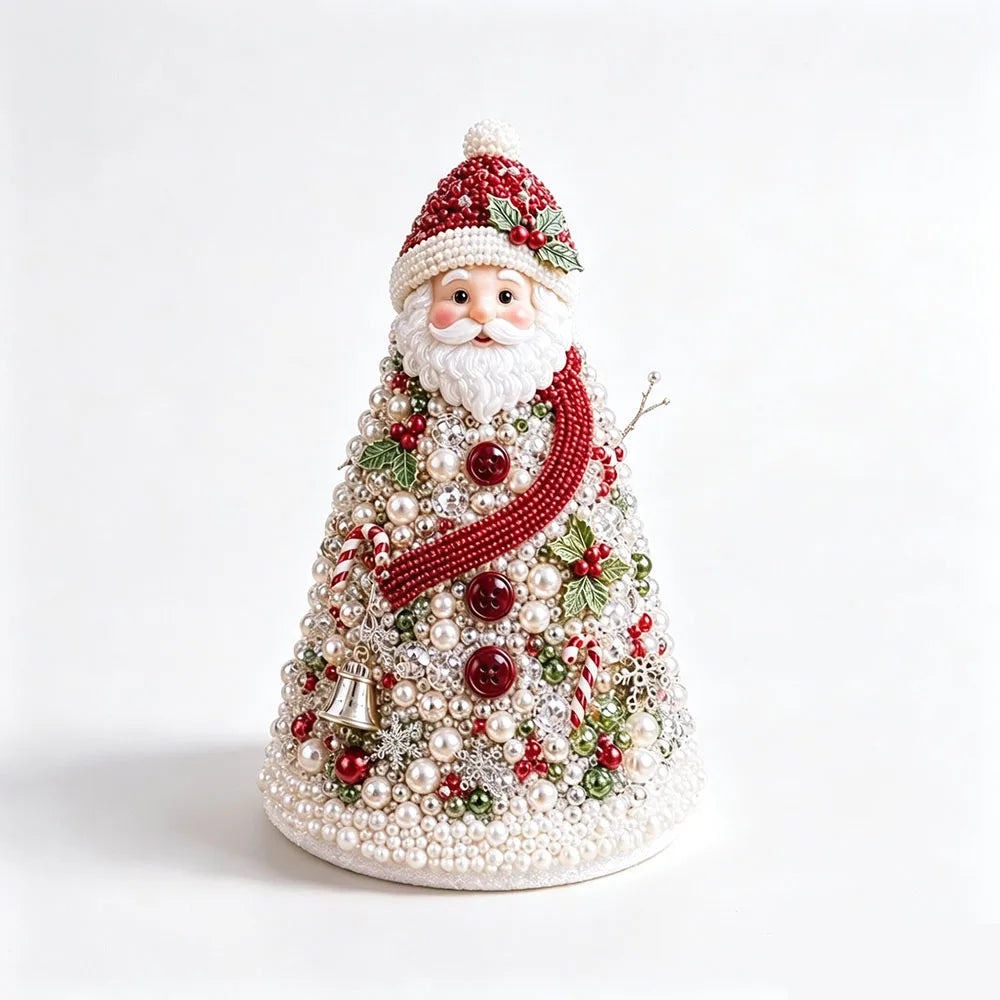 DIY Beaded Christmas Tree Craft Kit Crystal Bead Mini Tree with Angel Topper, Handmade Holiday Tabletop Decor for Home Christma