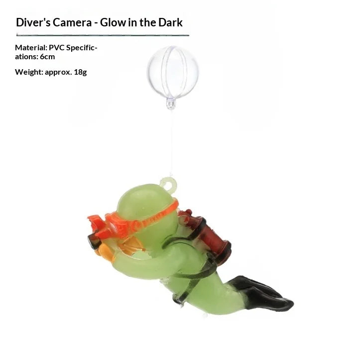 Mini Floating Diver Aquarium Ornaments Fish Tank Decoration Luminous Green Cute Small Floating Ball Aquarium Accessories Acuario