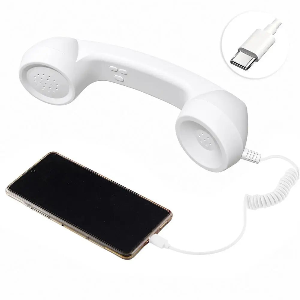 Retro Telephone Handset Receiver Type C 3.5mm Direct Plug Handheld For Mobile Phones PC Computer