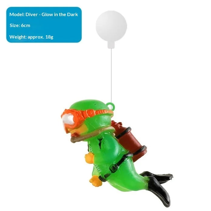 Mini Floating Diver Aquarium Ornaments Fish Tank Decoration Luminous Green Cute Small Floating Ball Aquarium Accessories Acuario