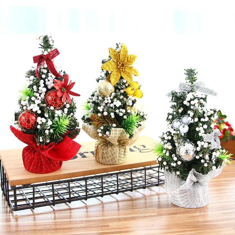 1pc 20cm Merry Christmas Tree Office Home Bedroom Doll Gift Xmas Tree Desk Decoration New Year Gift Christmas Party Decoration