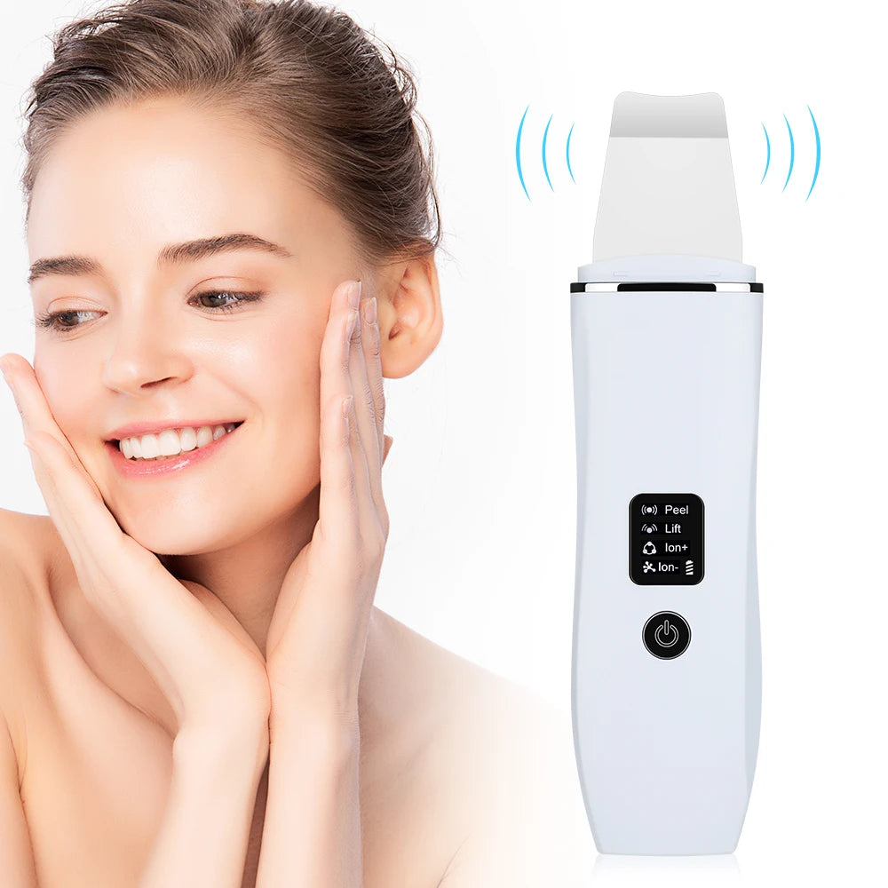 Ultrasonic Skin Scrubber Deep Face Cleaning Machine 4 Modes Peeling Shovel Facial Pore Cleaner Face Skin Scrubber Lift Machine