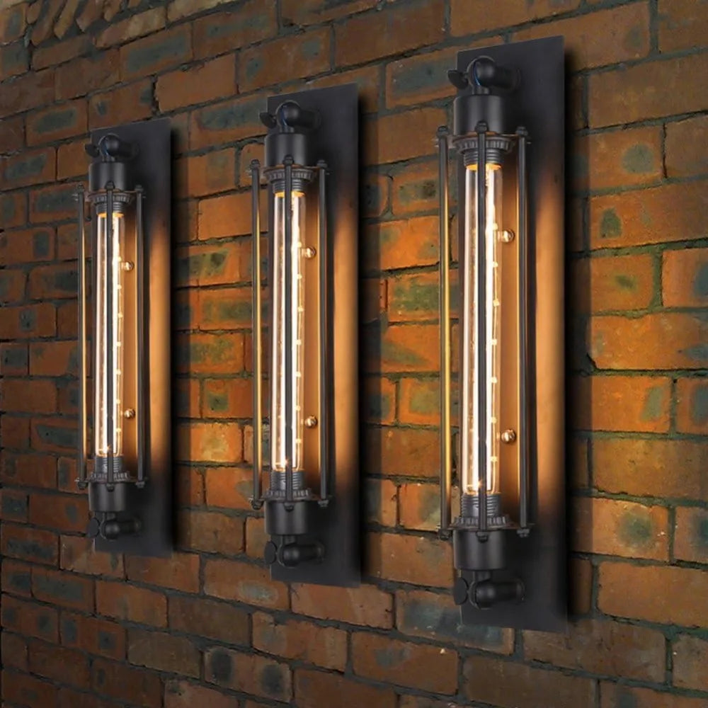 Industrial Metal Tube Retro Wall Lamp Black Ceiling Light Vintage Lamp Wall Light 45CM Flute Art Lighting Home Decor Wall Sconce