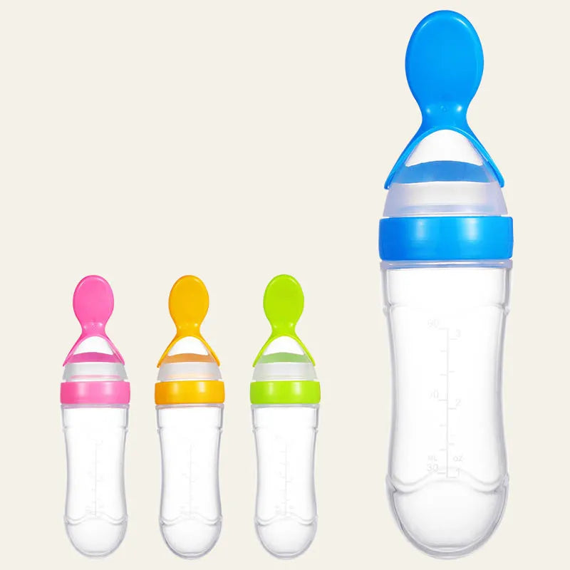 Baby Silicone Squeezing Feeding Bottle Newborn Baby Training Spoon Infant Cereal Food Supplement Feeder Baby Safe Tableware