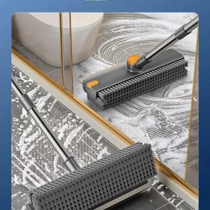 Three-In-One Long Handle Floor Cleaning Brush Set, Heavy-Duty Hard Bristles Scrubber for Shower Room Bathroom Deck Garage Kitche